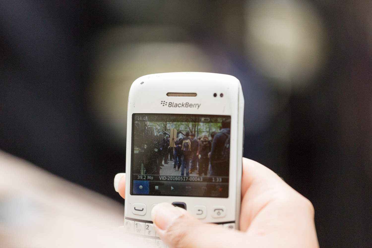 Recap of three months of social struggle against the El Khomri labour law project in Nantes during spring 2016. 
Cameras are often noticed by demontrators and policemen. On the contrary, cellphones are more discreet and are usally used to witness the demonstrations and spread informations on the social medias.                        
Nantes, France - 17/05/2016. 

Retour sur trois mois de mouvements sociaux contre le projet de loi travail El Khomri à Nantes pendant le printemps 2016. 
Les appareils photos sont souvent remarqués par les manifestants et la Police. En revanche, les téléphones portables sont discrets et très utilisés par les manifestants pour témoigner des manifestations sur les réseaux sociaux.        
Nantes, France - 17/05/2016.