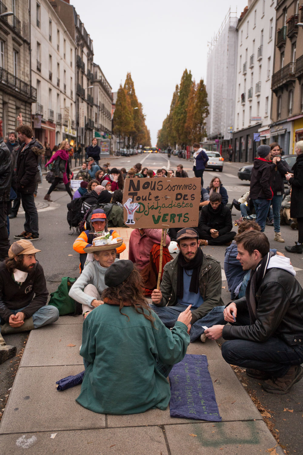 Demonstration near the Prefecture of Nantes to protest against the project of airport construction of Notre-Dame-des-Landes.
Nantes, France - 22/11/2014.

Manifestation vers la Préfecture de Nantes pour protester contre le projet d'aéroport de Notre-Dame-des-Landes.
Nantes, France - 22/11/2014.